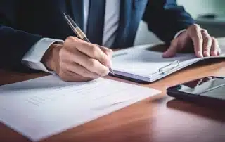An experienced insurance agent confidently discussing auto, home, and business policies with diverse clients.