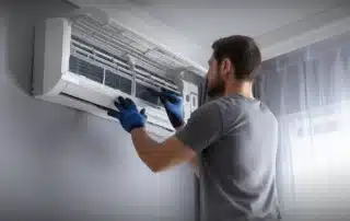 Technician servicing HVAC system for HVAC Company NY lifecycle management.