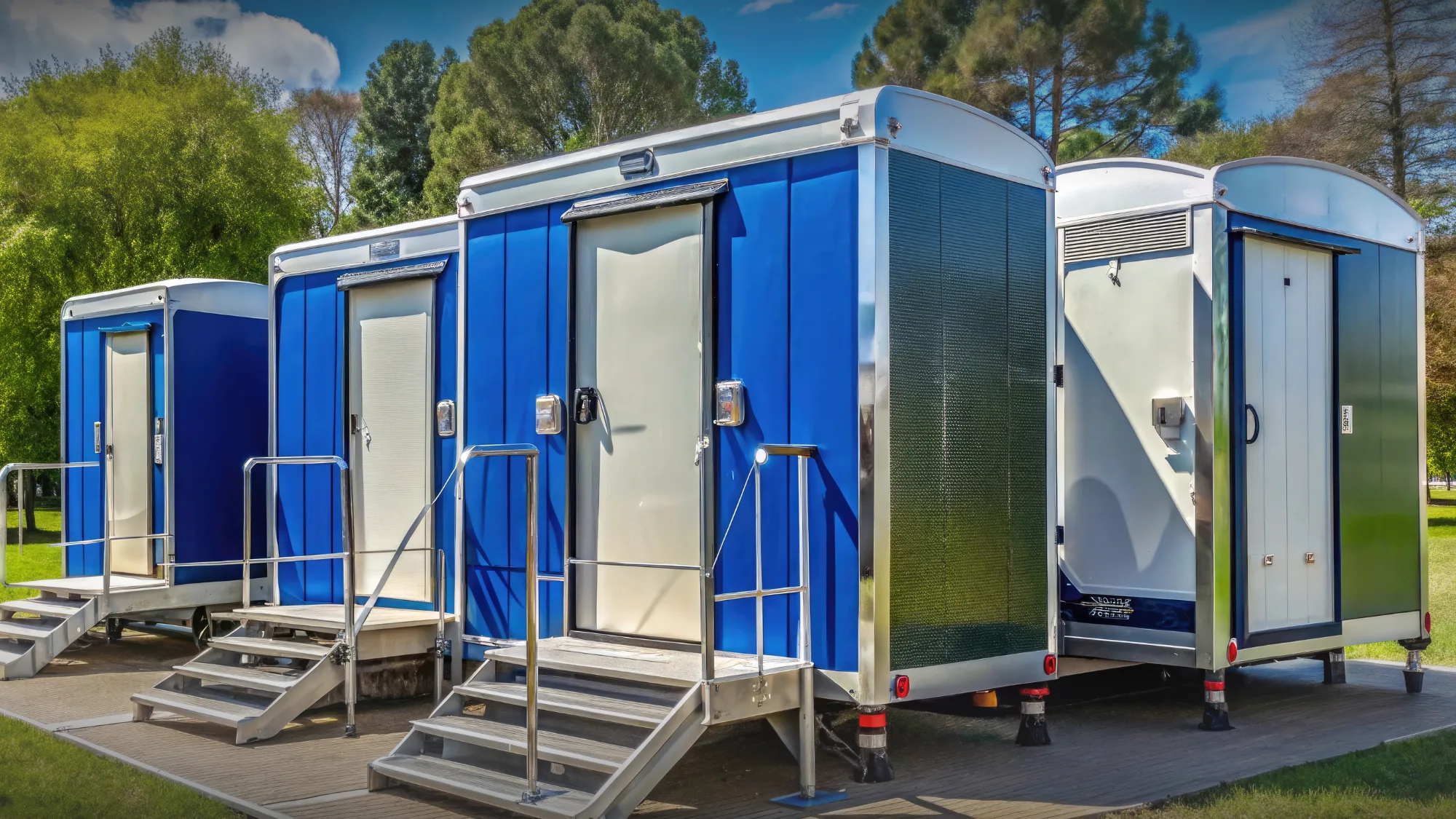 Modern restroom trailers available for rent in Branford, CT for events