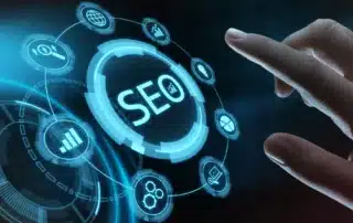 SEO technology interface representing search engine optimization and digital marketing strategy