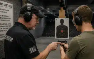 Tactical Firearms Training CT participant practicing safe firearm handling.