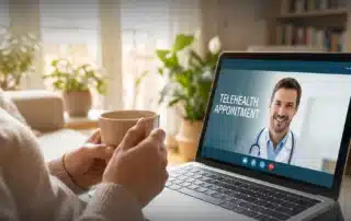 Diverse group accessing telehealth services in Illinois via virtual platforms.
