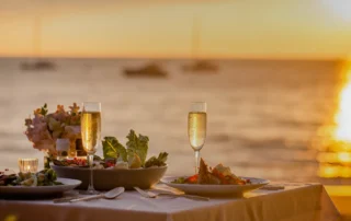 Beautiful sunset dining at Breakwater among Stonington Borough restaurants