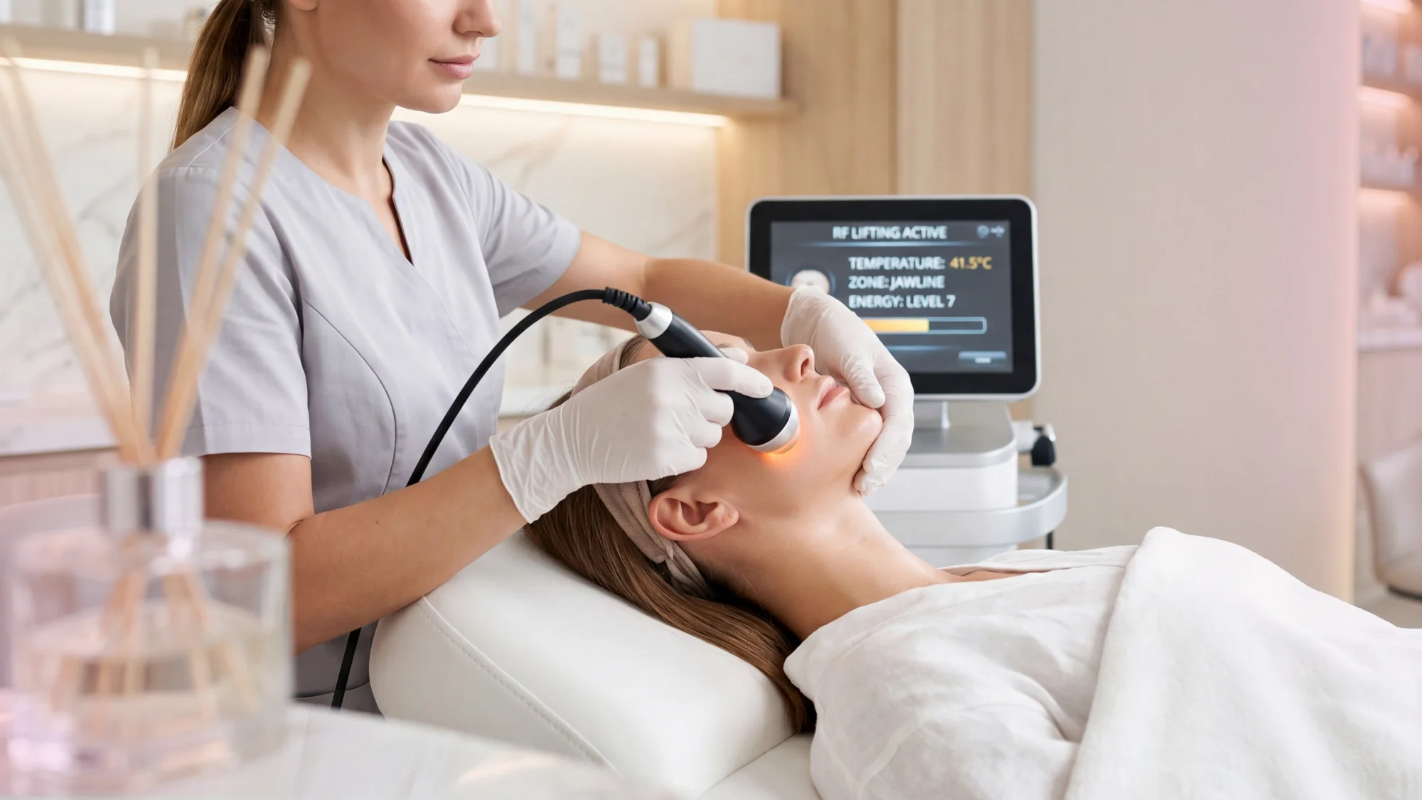 Woman receiving Skin Tightening Treatment Bradenton FL for firmer skin